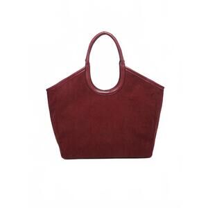 NEW JEN & CO. women's piper corduroy tote bag in cherry lacquer